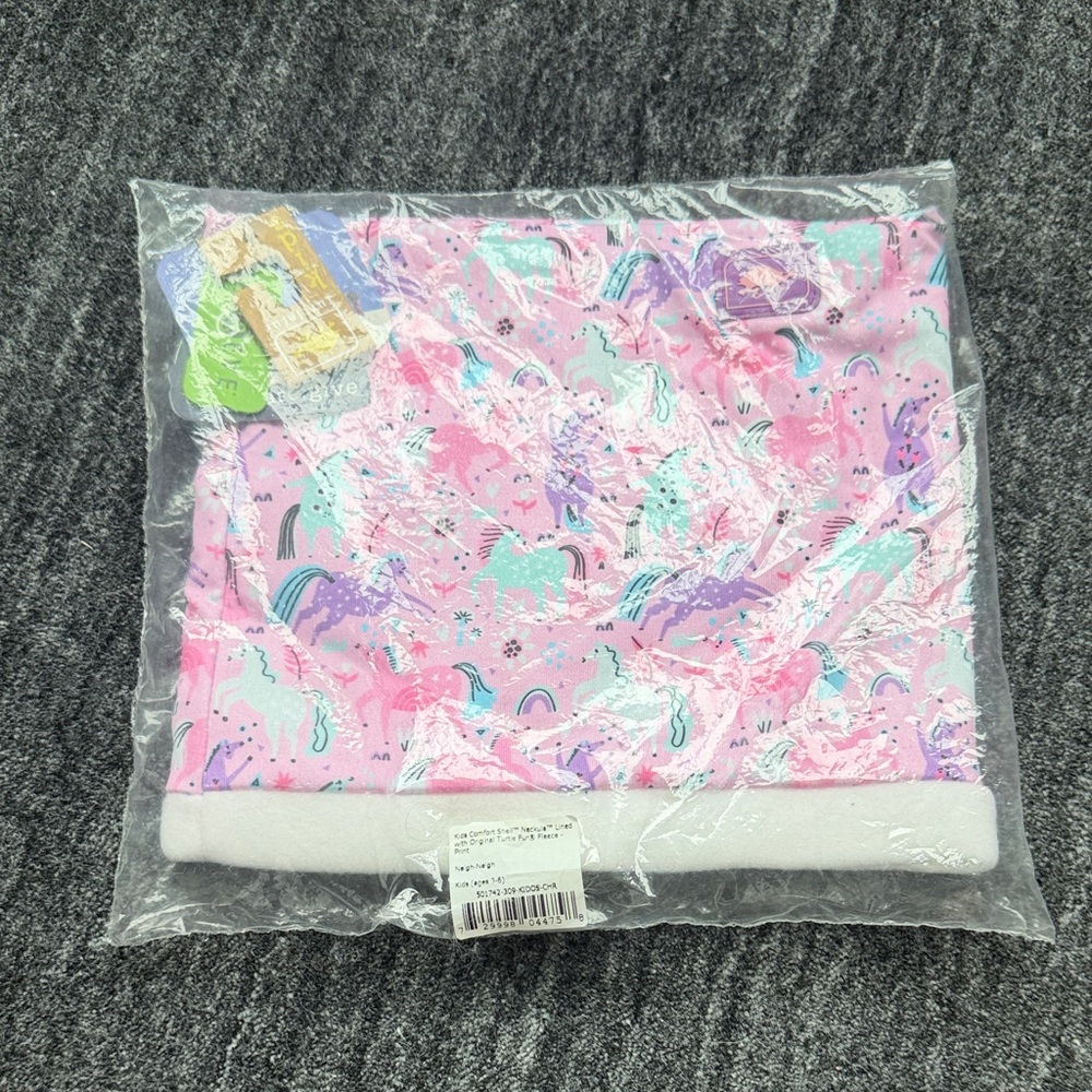 Pink Unicorn and Rainbow fleece lined neck cover